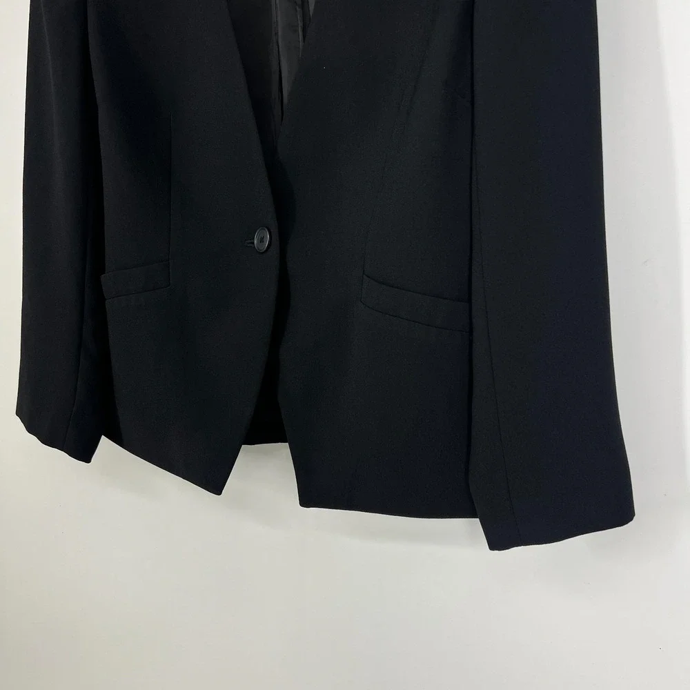 J. Crew‎ 365 Collarless Fitted Blazer Jacket Womens Size 8 Black L0192 Career